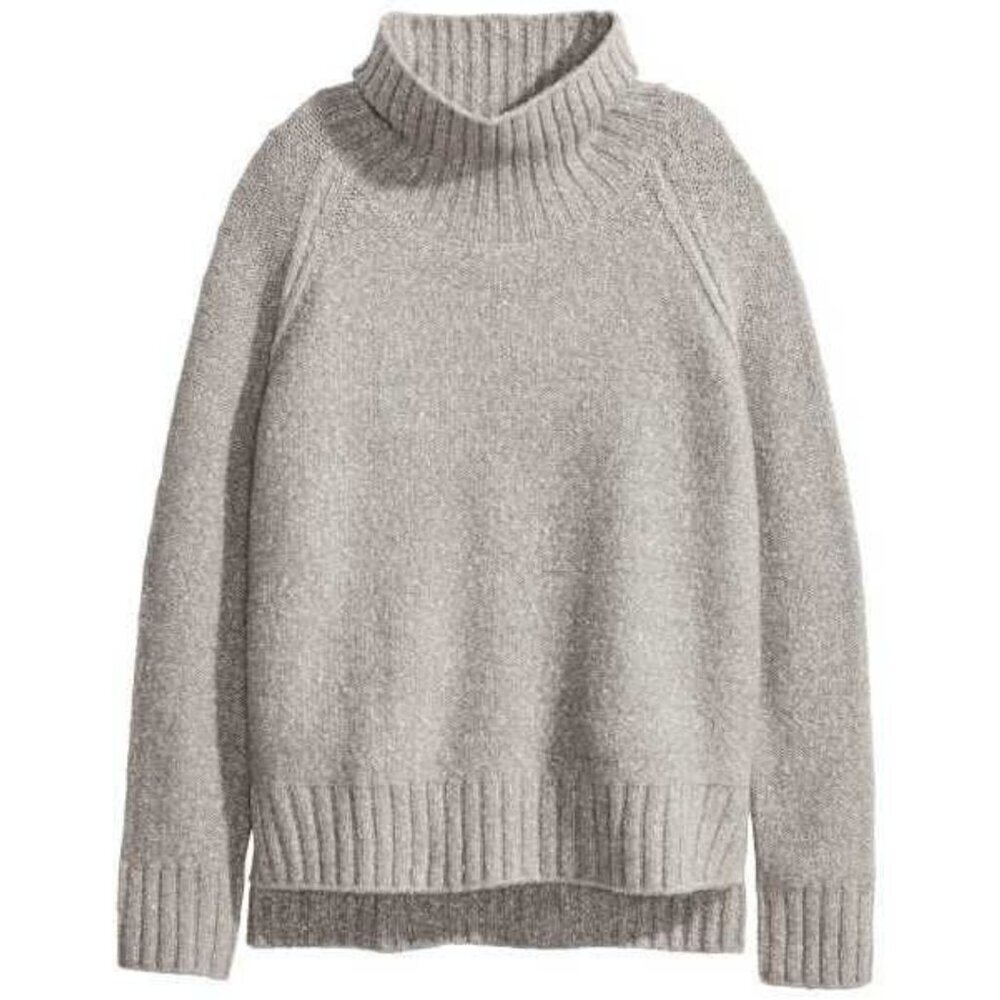 H&M Oversized Ribbed Turtleneck Sweater Top Slouchy Loose Relaxed Medium